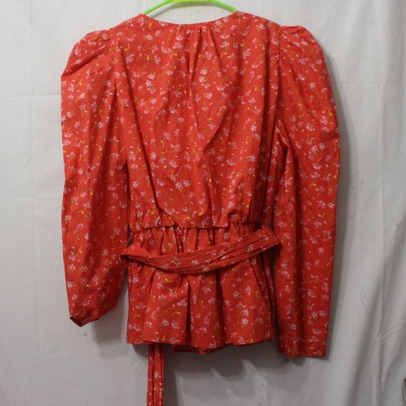 NWT Zara Floral Poplin Belted Wrap Top Size M - Picture 10 of 12